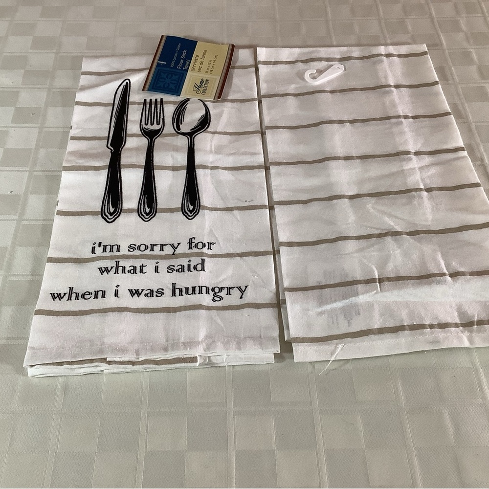 💜 New 2 flour sack kitchen towels..I’m sorry for what I said when I was hungry